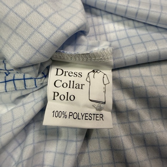 NWT Collars & Co polo mens medium white blue check business casual active golf - Picture 7 of 8